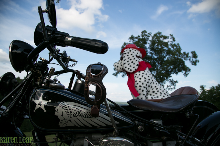 indian motorcycle with firehouse dalmation